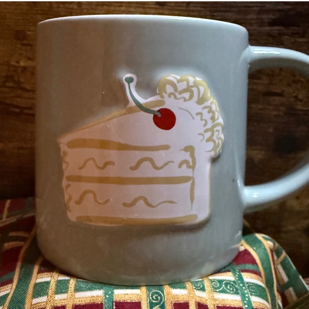 Target Stoneware Mug I Deserve A Little Treat Cake Cherry Mint Green Coffee Cup